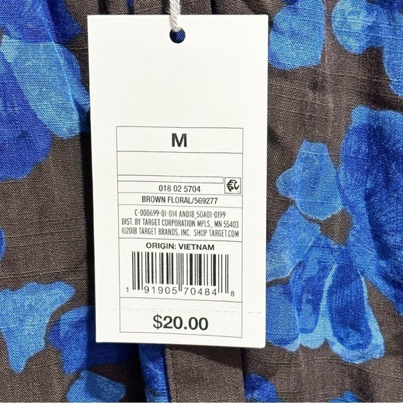 A NEW DAY Women’s Brown Blue Floral Print Long Sleeve Button Front Blouse M - Picture 5 of 7